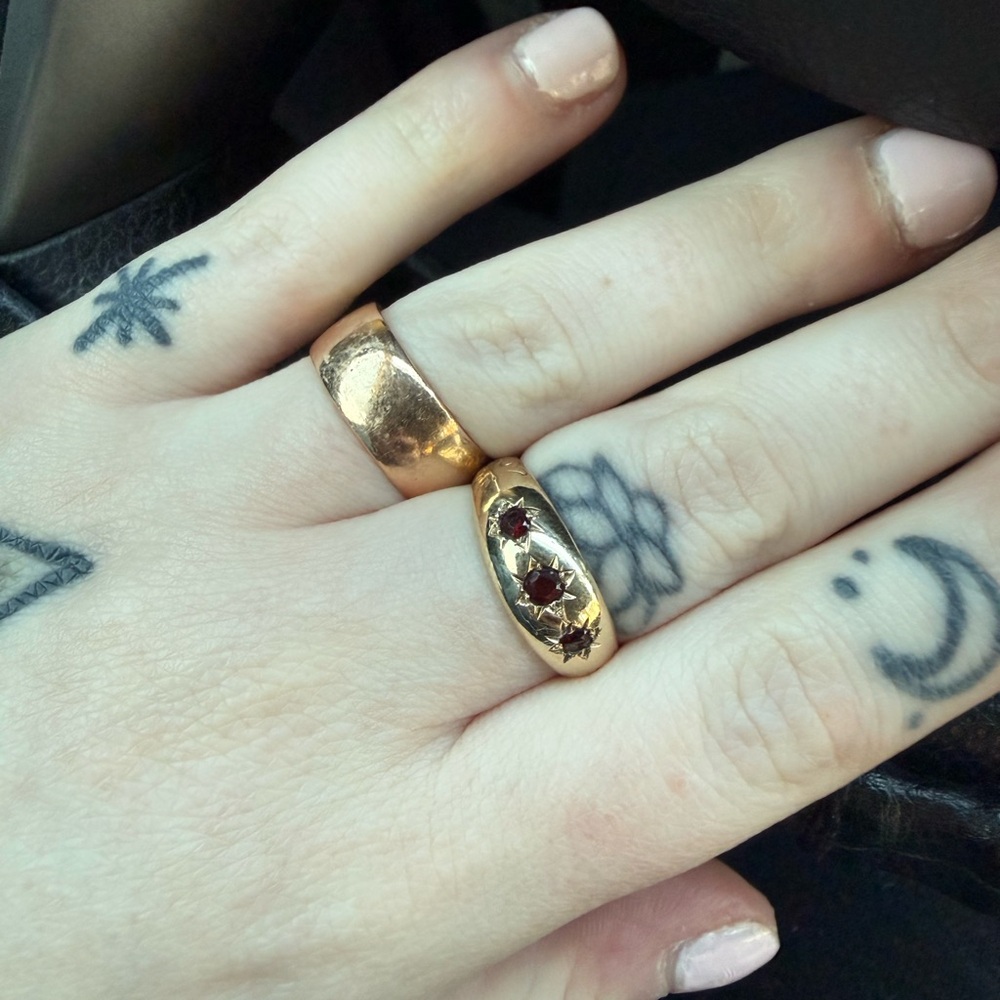 SOLD Solid 9k Gold Starset Ruby Gypsy Ring
